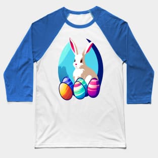 Happy Easter Bunny and Eggs Baseball T-Shirt